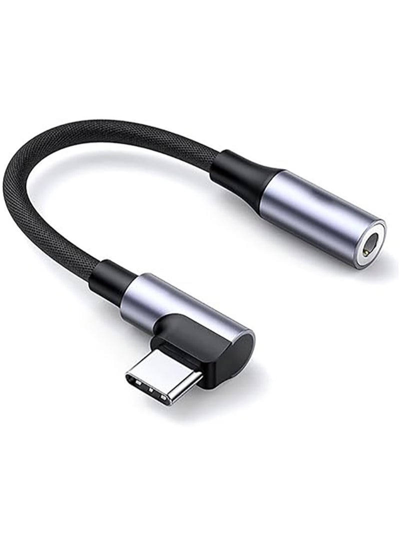 USB C to 3.5mm Audio Headphone Jack Adapter 90 Degree, for iPhone 16/16 Pro/15/Pro Max/Plus, USB C Aux Dongle Cable Cord Compatible with Samsung Galaxy S24 Ultra - Image 1