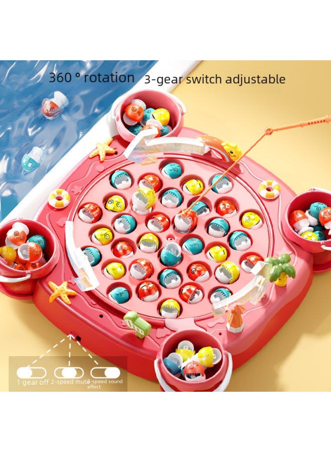 Electric Magnetic Diaoyutai Children's Early Education Educational Music Interactive Play-house Toys For Boys And Girls Gifts-Color:Blue-Battery Edition With Table Feet 【31 Magnetic Fish +4 Barrels +8 Rods +4 Stereo Scenes】】 - Image 3