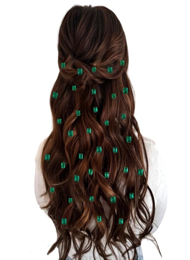 Hair Flare Square-shaped Hair Stickers: Combo Pack of 6/6mm and 8/8mm, 36 Pieces - Stick-on, No Pins Needed, Easy DIY Hair Accessory_2878_DarkGreen - Image 1