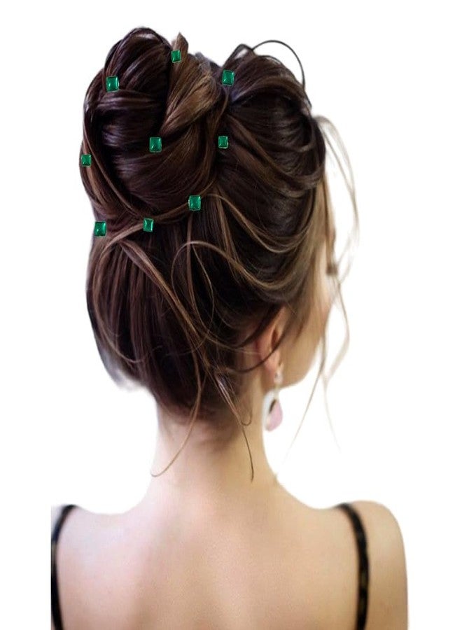 Hair Flare Square-shaped Hair Stickers: Combo Pack of 6/6mm and 8/8mm, 36 Pieces - Stick-on, No Pins Needed, Easy DIY Hair Accessory_2878_DarkGreen - Image 4