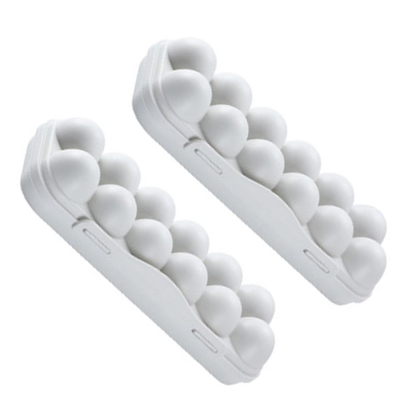 Plastic Egg Storage Holder 12 Compartment Refrigerator Organizer Gray Kitchen Tray - Image 2