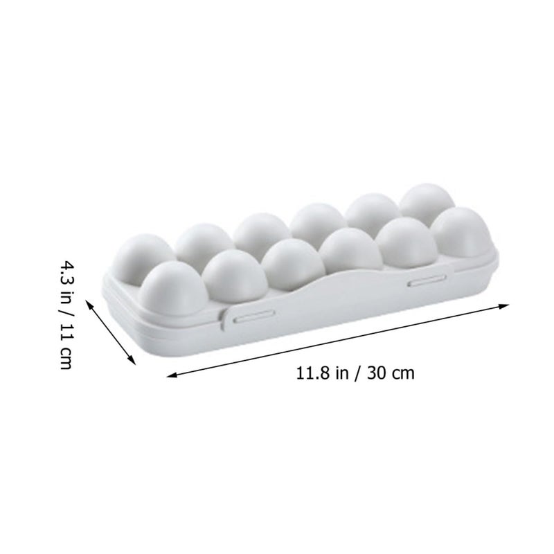 Plastic Egg Storage Holder 12 Compartment Refrigerator Organizer Gray Kitchen Tray - Image 3