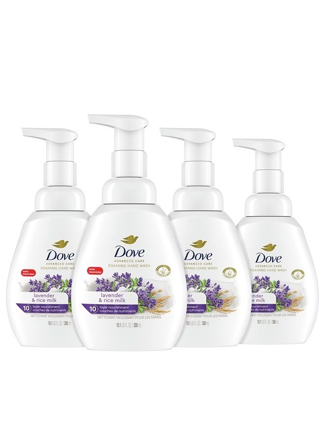 Dove Foaming Hand Wash Lavender & Rice Milk Pack of 4 Protects Skin from Dryness, More Moisturizers than the Leading Ordinary Hand Soap, 10.1 oz - Image 1