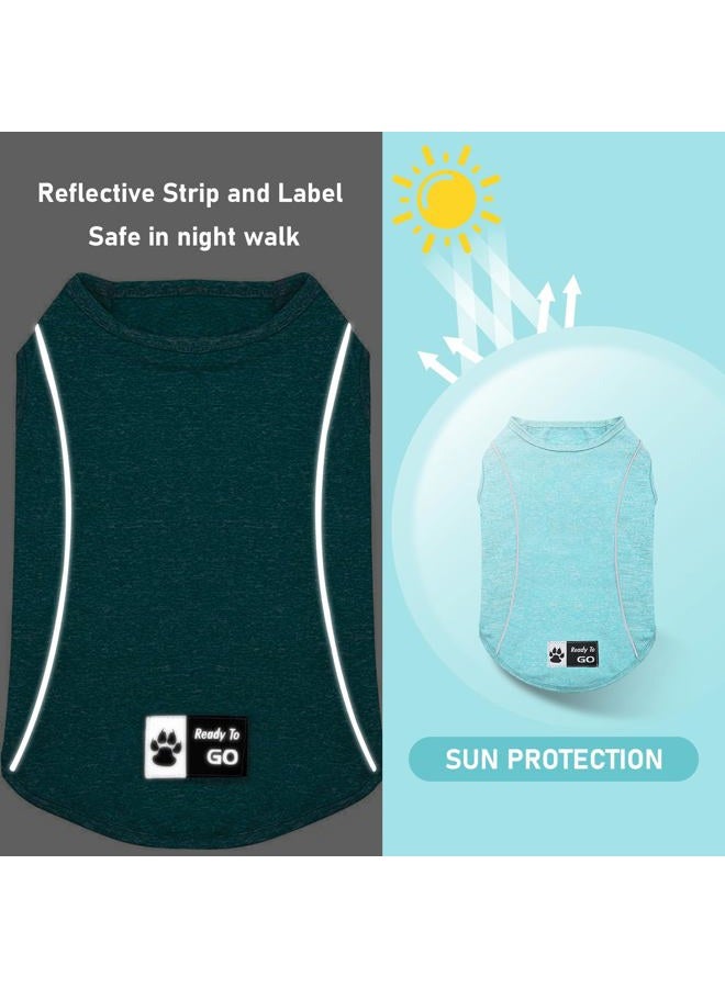 KYEESE Dog Shirt for Large Dogs Quick Dry Soft Breathable Dog T-Shirt with Reflective Stripe Lightweight Tank Top Summer Stretchy Sleeveless Vest, Lake Blue, 3XL - Image 3
