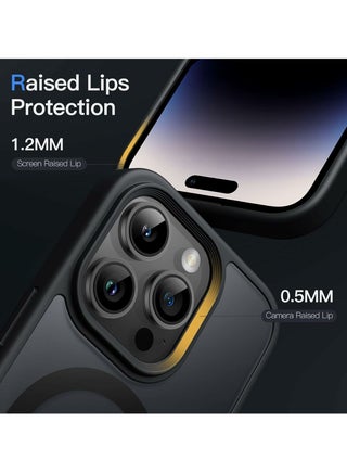 For iPhone 14 Pro Max Case MagSafe Compatible, Shockproof Matte Hard PC Back with Soft TPU Bumper, Slim Protective Back Cover - Black - view 3
