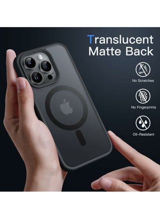 For iPhone 14 Pro Max Case MagSafe Compatible, Shockproof Matte Hard PC Back with Soft TPU Bumper, Slim Protective Back Cover - Black - view 5