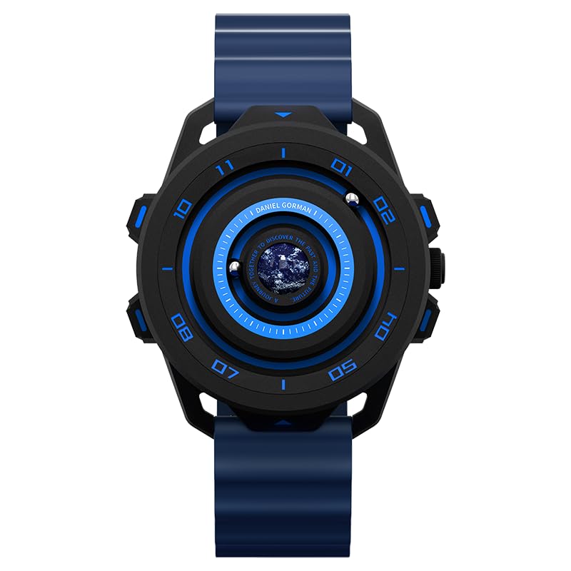 Daniel Gorman Planet Series Quartz Watches Magnetic Analog Iron Ball Watch Luminous Sport Wristwatch Men Waterproof Watches Business Casual Fashion Wrist Watch (Blue) - Image 3