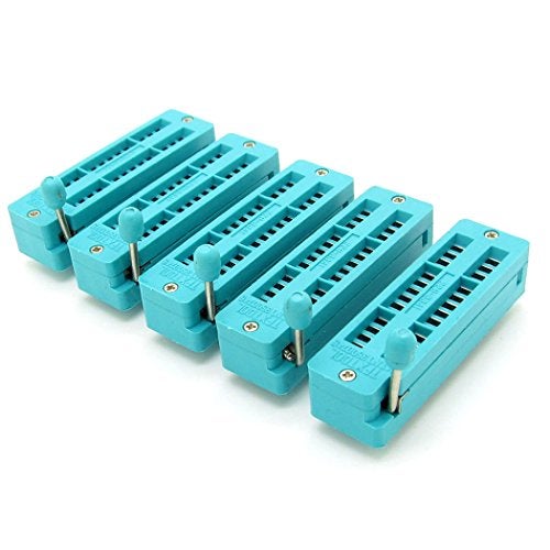 NewZoll 5 pcs 28-pin 28 Pins Test Universal ZIF IC Socket Narrow, Green - Image 1