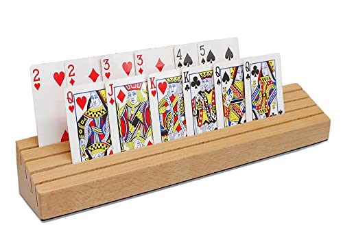 VINJOE Large Wooden Playing Card Holders Tray Racks Organizer for Kids Seniors Adults Premium Solid Beechwood Playing Card Holders Best Gifts for Mothers Day137x204x22 inch1 Pcs - Image 1