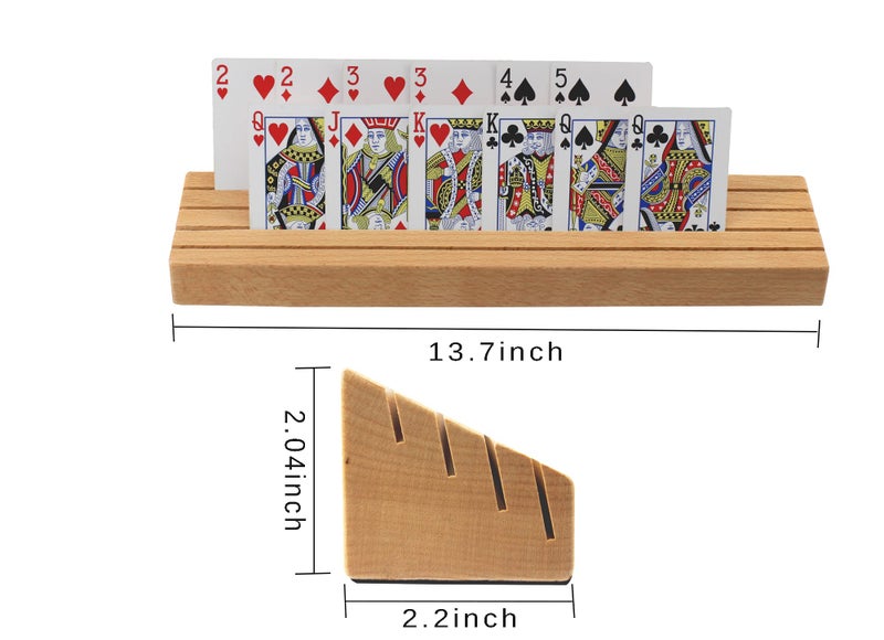 VINJOE Large Wooden Playing Card Holders Tray Racks Organizer for Kids Seniors Adults Premium Solid Beechwood Playing Card Holders Best Gifts for Mothers Day137x204x22 inch1 Pcs - Image 3
