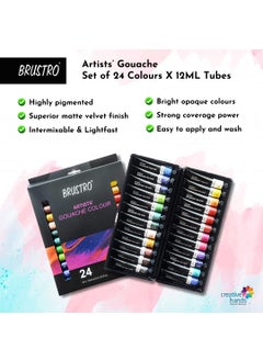BRUSTRO BRUSTRO Artist's Gouache Colour | Set of 24 Colors X 12ml Tubes |Perfect for Watercolor paper,Infinite Blending,Non-Toxic,Highly Pigmented,Ideal for Professional Artists,Graphic Designers,Illustrators  - Image 4