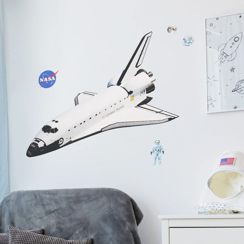 Wall Palz NASA Space Shuttle Wall Decal - Spaceship Bedroom Decor with 3D Augmented Reality Interaction - 26"" Space Shuttle Room Decor - Image 1