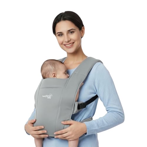 haus & kinder Enlace Baby Carrier Soft & Ergonomic Infant Carrier With Adjustable Straps,Hands-Free Design For Newborns (Age 0-18M,Weight 3.2-11.3 kg) Breathable,Lightweight,Machine Washable (Grey) - Image 1