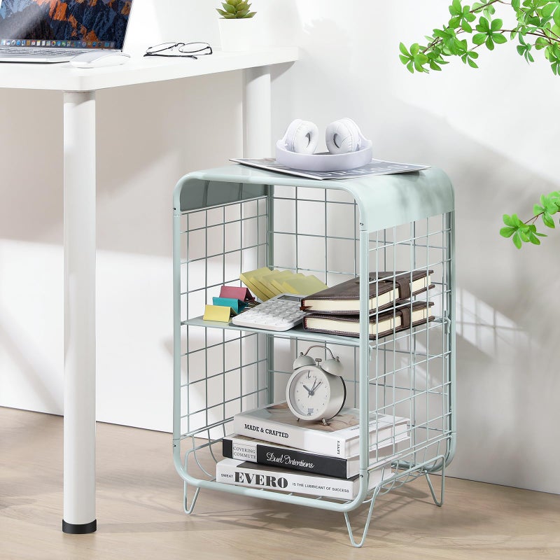 APEXCHASER Cute Nightstand,Metal Side Table,3 Tier End Table with Storage,Vintage Bedside Table,Girls Bedroom Furniture,Coffee Table for Living Room,Bedroom,Dorm,Mint Green - Image 5