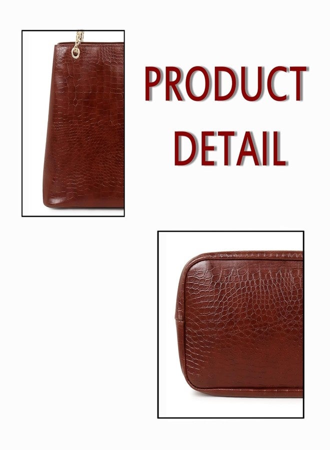 Dcozi Women Fashion PU Handbags Tote Purses Stylish Ladies Women and Girls Handbag for Office Bag Ladies Travel Shoulder Bag Tote Bag Hobo Bag for College Girls-TB03 (Dark Brown) - Image 5