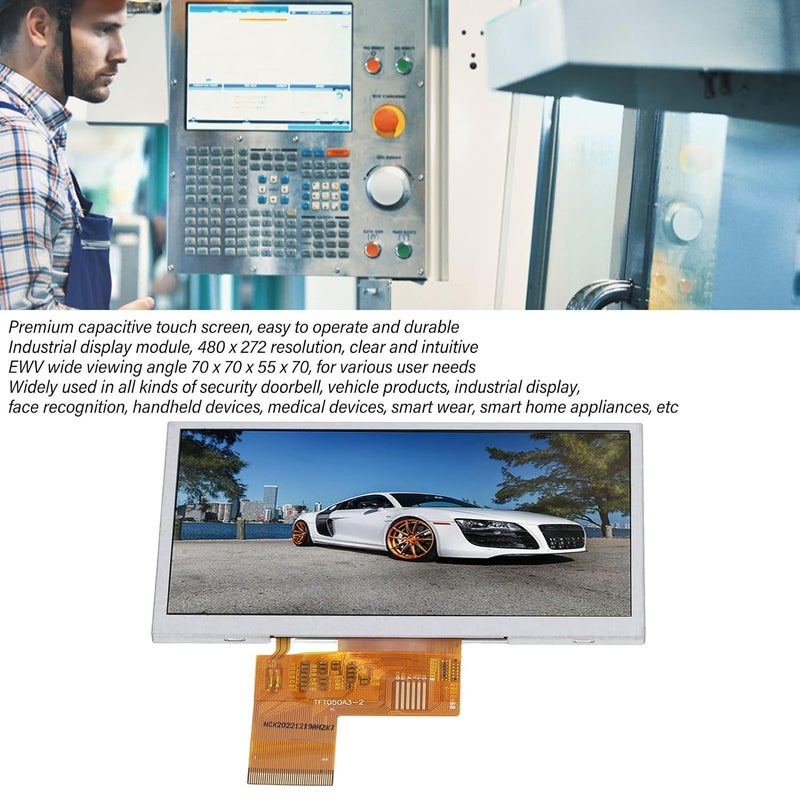 5in Touchscreen TFT Display, Industrial Color Screen with 480 x 272 Resolution, Capacitive Touch RGB Interface for Doorbell Face Recognition and Smart Home Devices - Image 2