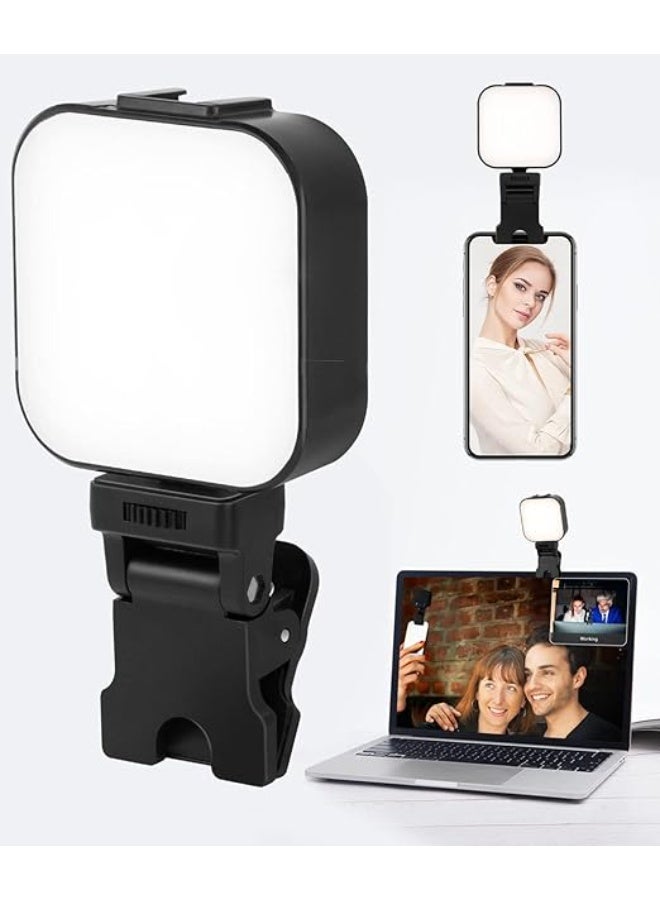 Clip-on Selfie Light (64 LED) - USB Rechargeable Portable Video Light with 5 Modes - Easy-to-Use for Phone, Laptop, & Live Streaming - Image 1