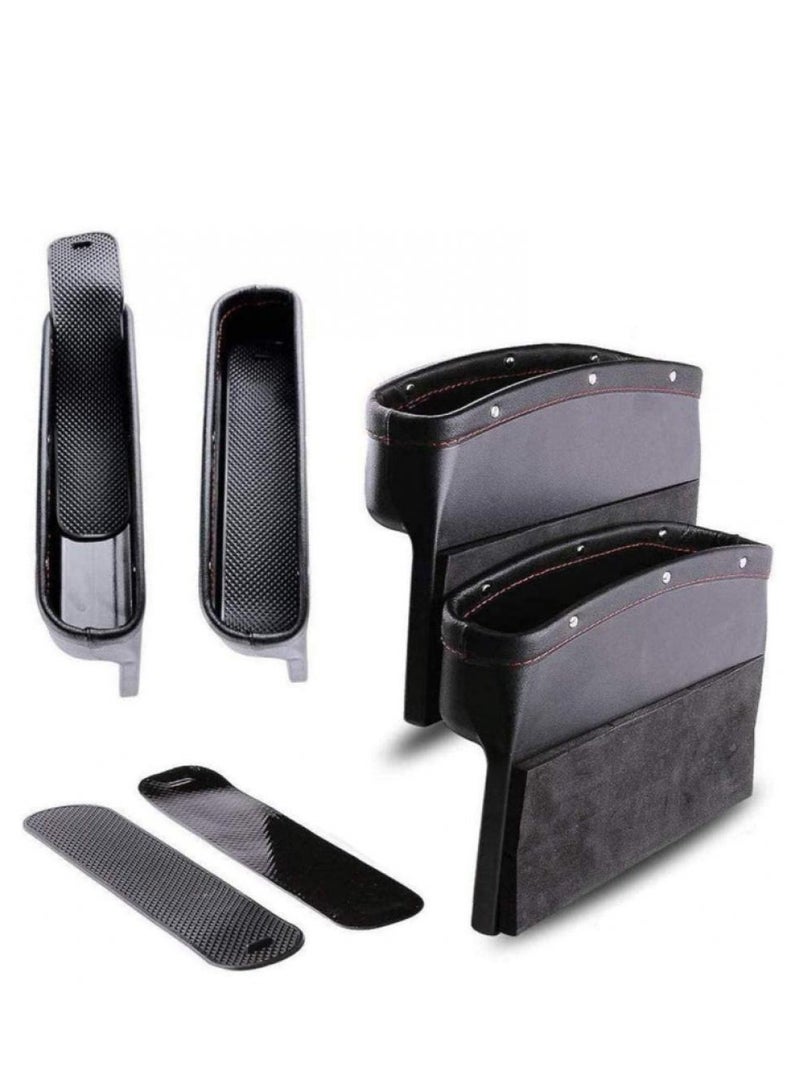 AIWANTO 2pcs Pu Leather Car Seat Pockets Car Console Side Organizer Storage Seat Gap Fillers  - Image 1
