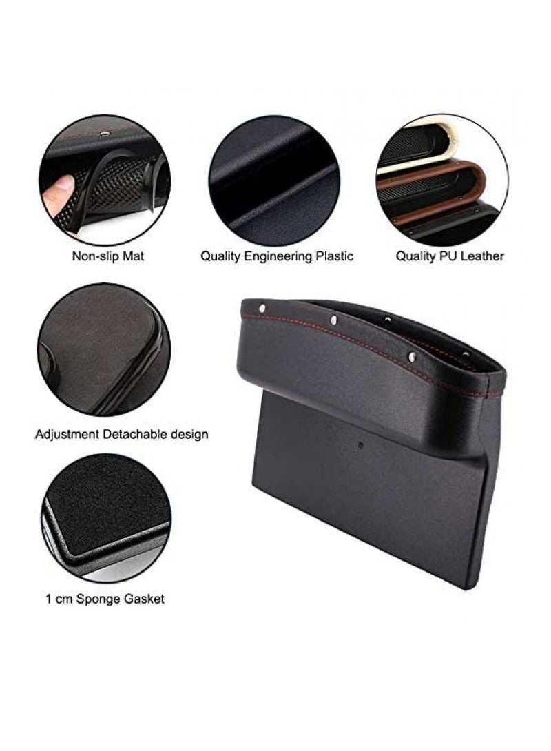 AIWANTO 2pcs Pu Leather Car Seat Pockets Car Console Side Organizer Storage Seat Gap Fillers  - Image 4