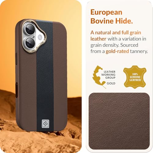 DIZORO Leather Case for iPhone 17, Luxury Elegant Slim Business PU Cover with Soft Non-Slip Grip Shockproof Anti-Scratch Protective Back Cover, Brown Black - Image 5