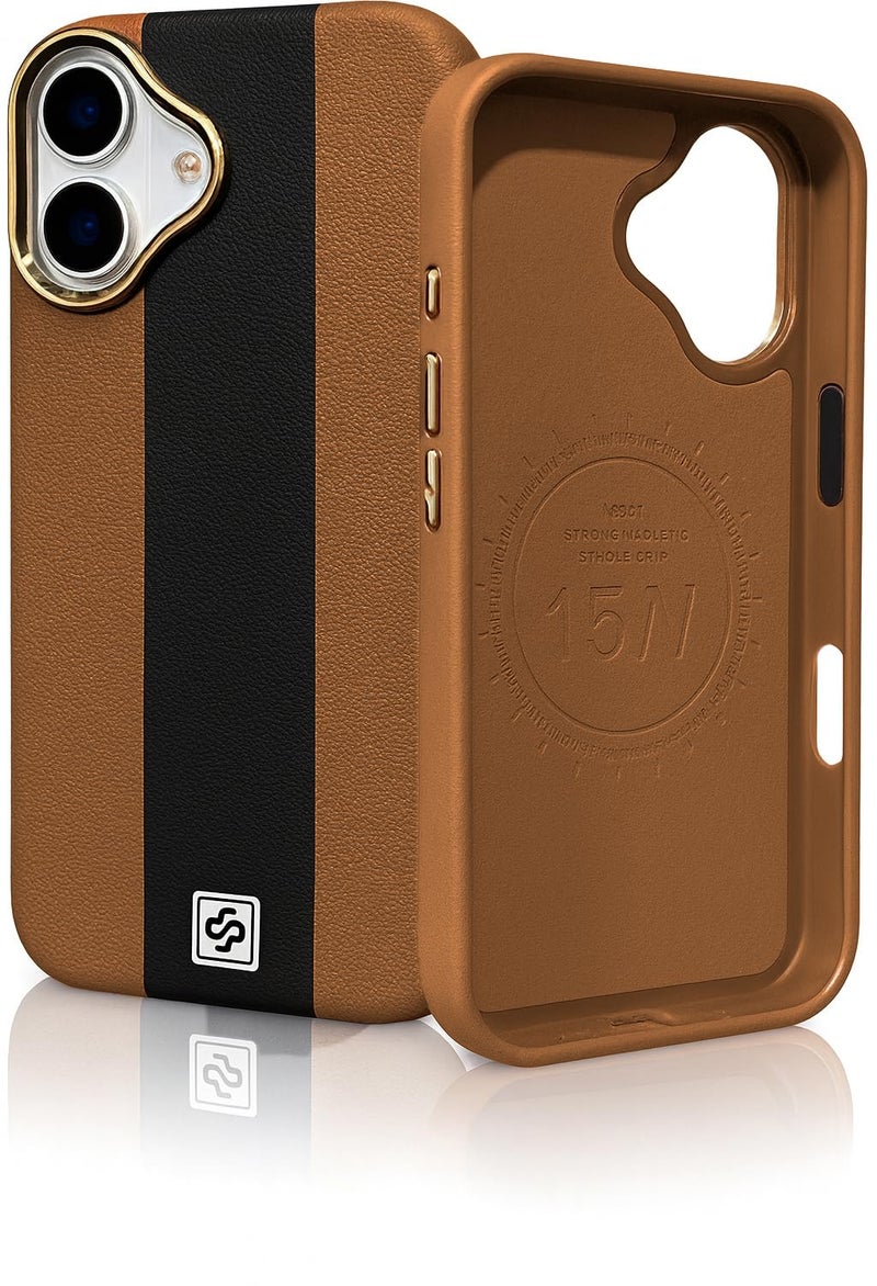 DIZORO Leather Case for iPhone 17, Luxury Elegant Slim Business PU Cover with Soft Non-Slip Grip Shockproof Anti-Scratch Protective Back Cover, Brown Black - Image 1
