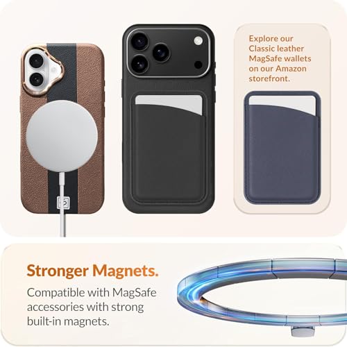 DIZORO Leather Case for iPhone 17, Luxury Elegant Slim Business PU Cover with Soft Non-Slip Grip Shockproof Anti-Scratch Protective Back Cover, Brown Black - Image 4