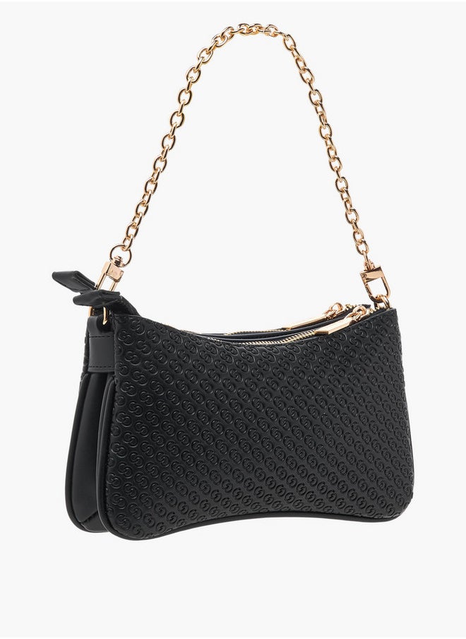 Celeste Monogram Embossed Crossbody Bag with Zip Closure and Chain Strap  - Image 3
