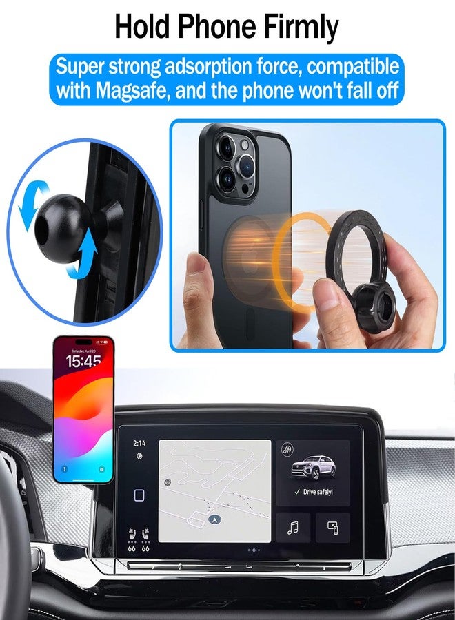 Hesanzol Car Phone Holder for 2025 2024 VW/Volkswagen Atlas/Altas Cross Sport Accessories 12-Inch Touchscreen, 360° Rotation Cell Phone Mount Compatible with MagSafe, for All Smartphones - Image 4