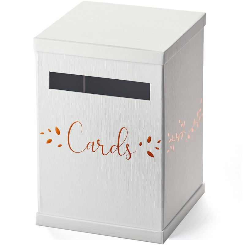 Hayley Cherie White  Rose Gold Card Box Large 12 Gift Card Holder Wedding Mailbox Sweet 16 Birthday Party Graduation Baby  Bridal Shower Quinceanera Money Basket Reception Pink Envelope Box with Slot