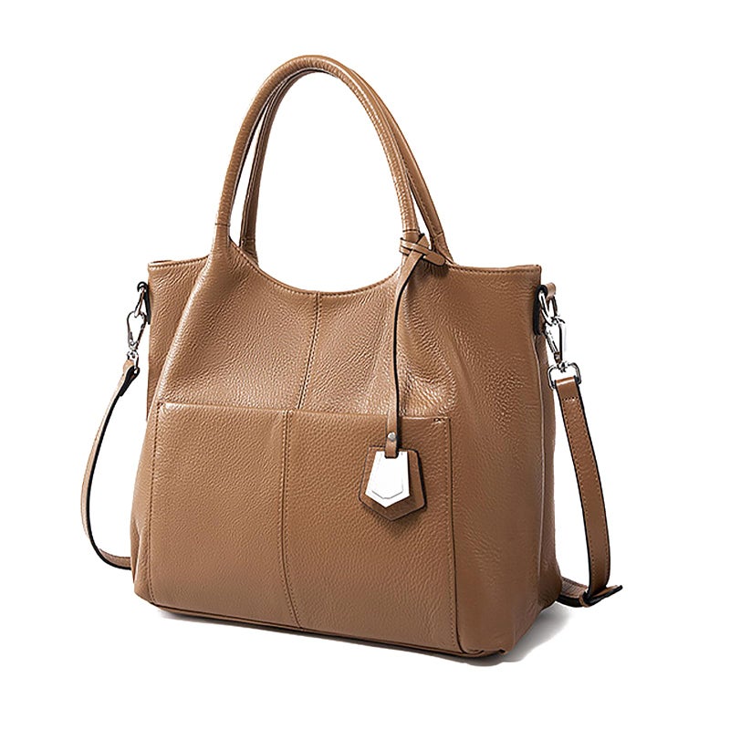 MoreFarther Leather Tote Bag for Women, Genuine Leather Handbags and Purses for Work with Adjustable Strap, Large Capacity (Brown) - Image 1