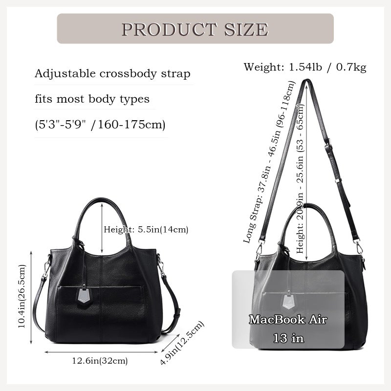 MoreFarther Leather Tote Bag for Women, Genuine Leather Handbags and Purses for Work with Adjustable Strap, Large Capacity (Brown) - Image 5