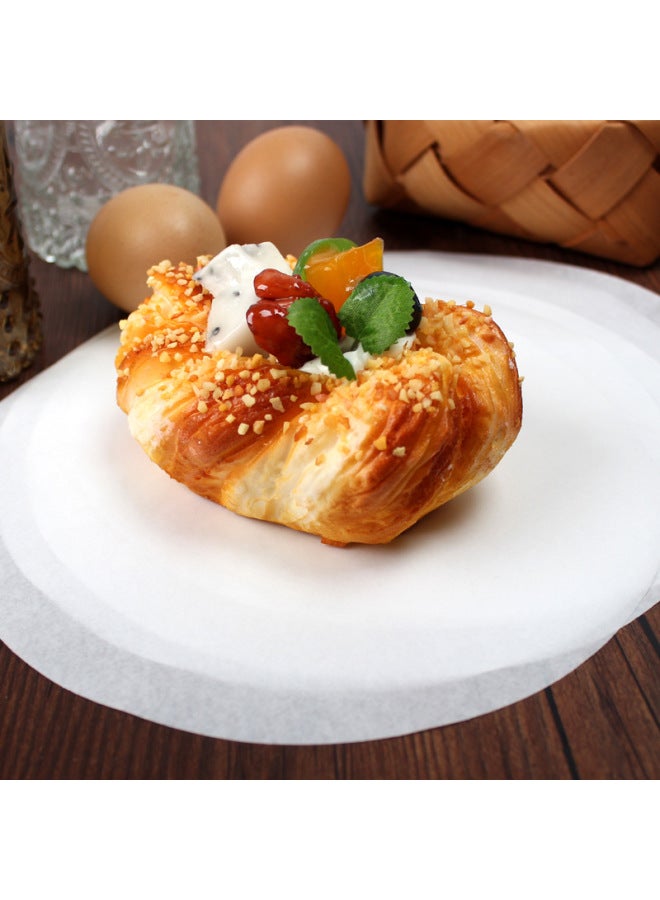 Thickened Round Baking Paper Oil-resistant Non-stick Cake Paper Oil-absorbing Air Fryer Special Bbq Tray Pad-Color:100 Sheets-Specifications:13cm