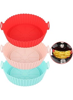 SHRISELL 3Pcs Air Fryer Silicone Liners Inserts for 3 to 5 QT Reusable Baking Tray Oven Accessories Easy to Clean Dishwasher Safe Food Grade Silicone Fits Large Air Fryers 7 inch Multi Color 