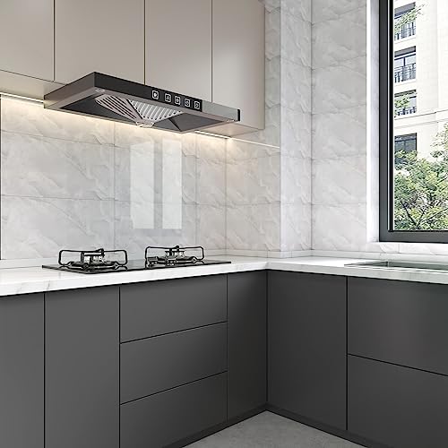 Haimin Wall Panels Peel and Stick 10 Pieces 23.6x11.8in (19.4 Sq.Ft. Coverage) Lightweight Backsplash Marble Look Tile (not Real Marble) Ideal for Kitchen Living Rooms Bedrooms (Light Gray-MNH) - Image 4