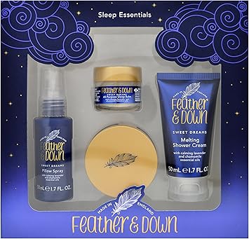 Feather & Down Feather Down Sweet Dream Sleep Essentials Gift Set 50ml Pillow Spray 50ml Melting Shower Cream 16g AllPurpose Sleep Balm 50ml Sleep Butter Cruelty Free Vegan Friendly  - Image 1