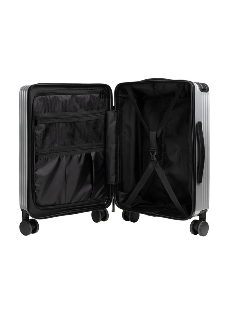 بوليس Police Travel Carry-On Trolley with Integrated USB Port, TSA Lock, Hardside Construction & Tactical Travel Design – Silver