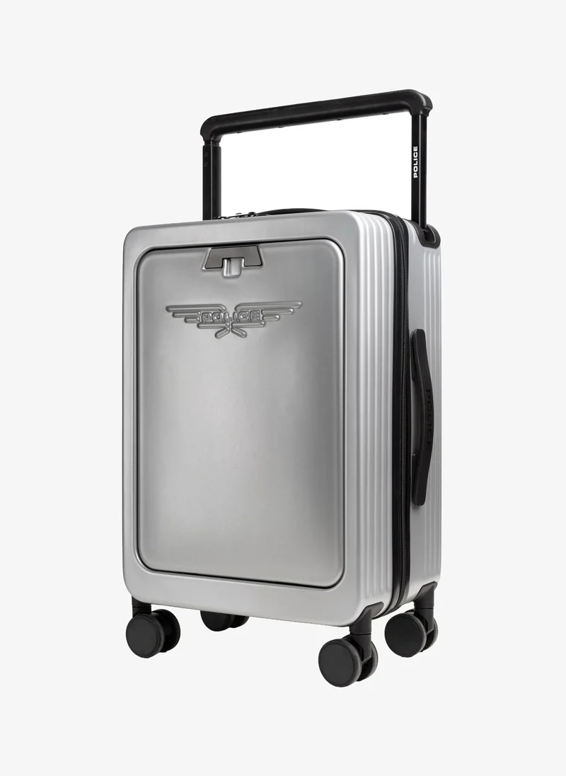 بوليس Police Travel Carry-On Trolley with Integrated USB Port, TSA Lock, Hardside Construction & Tactical Travel Design – Silver