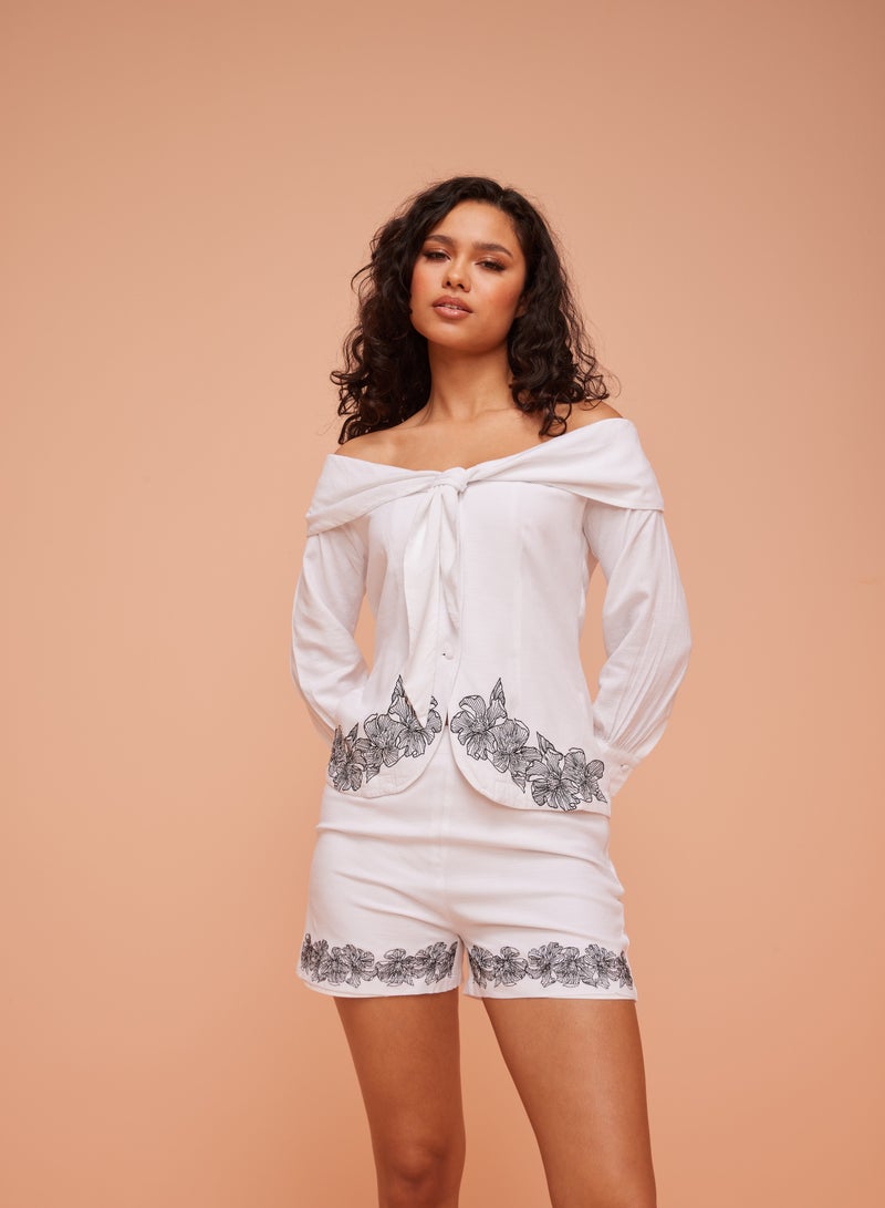 Ashita Fernandes Floral Work Relaxed Fit Shorts  - Image 4