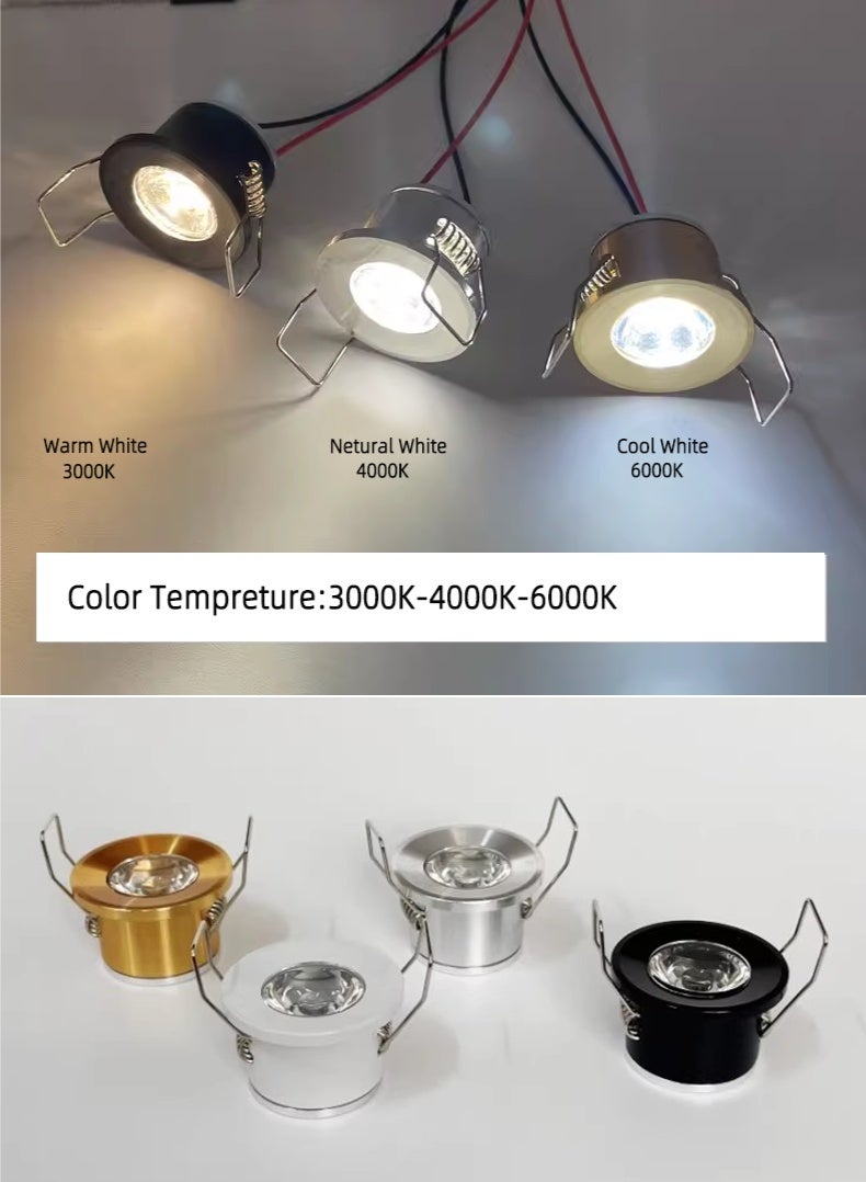 3W Black Small Led Downlights Recessed Mini Cabinet Spot Lights Hole Size 28mm(pack of 4) - Image 5