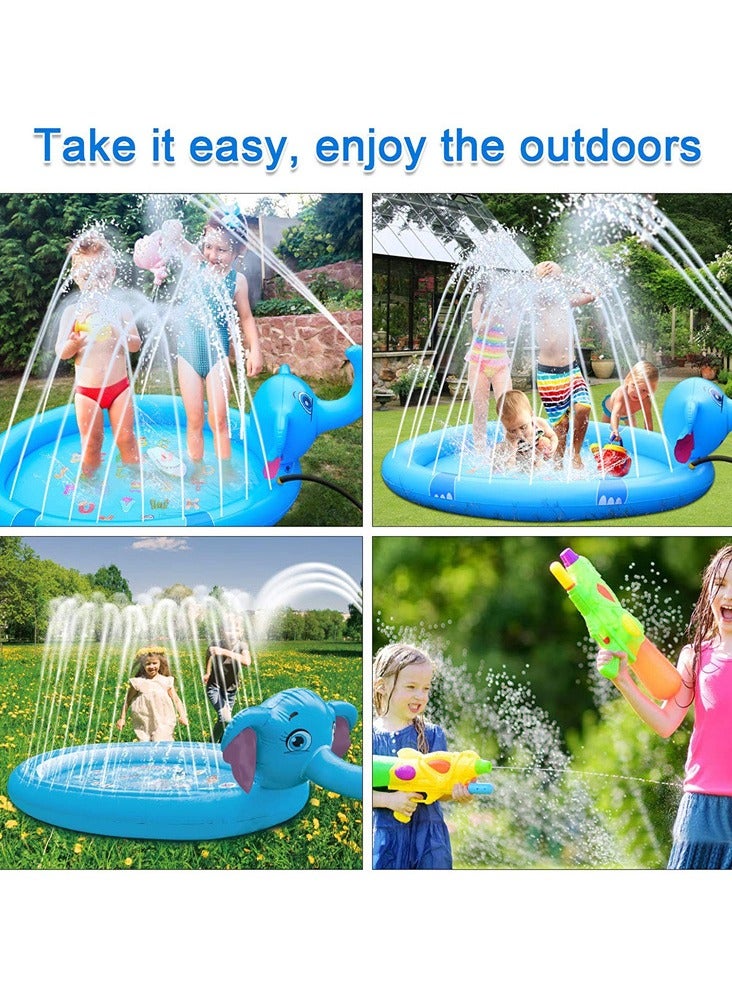3-in-1 Splash Pad Sprinkler for Kids and Wading Pool for Learning – Elephant Sprinkler Pool 82.68’’ Inflatable Water Summer Toys  - Image 5