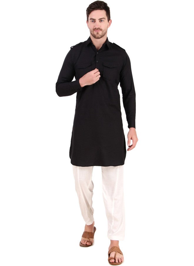 PREEN Adults-Men Black Kurta Set with Pyjamas - Image 1