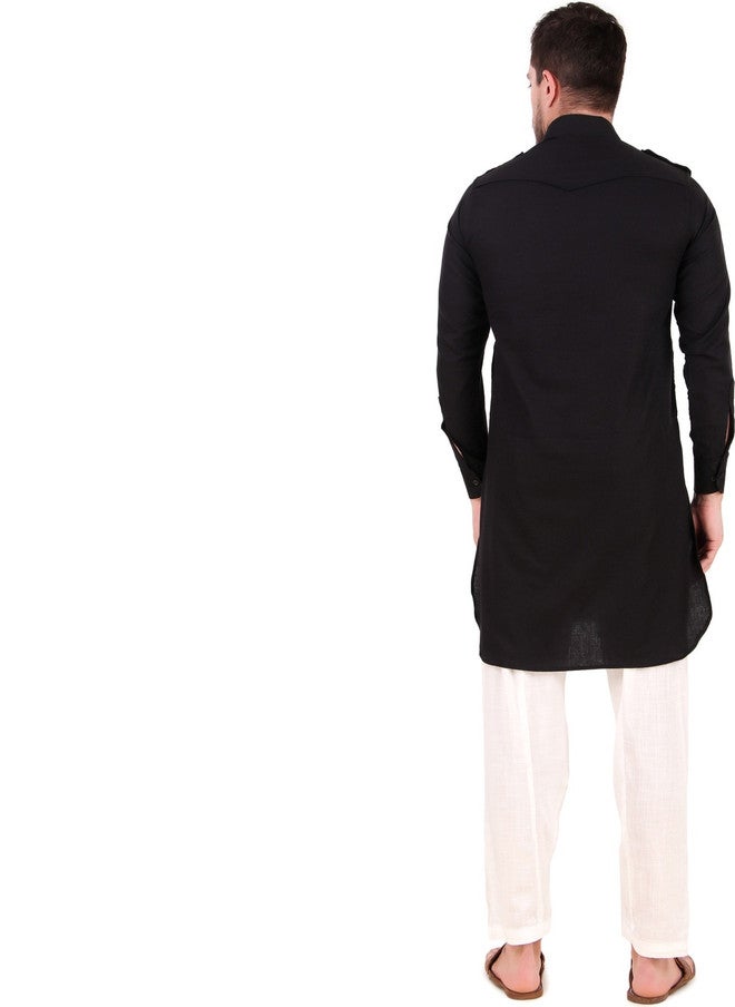 PREEN Adults-Men Black Kurta Set with Pyjamas - Image 5