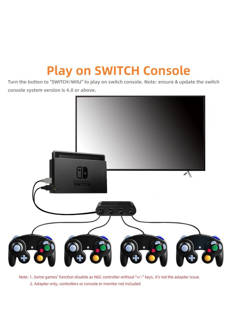 Generic - For Nintendo Switch GameCube New Turbo 4 Port GC Gamecube NGC Controller Adapter Converter for Nintend Wii U Switch and PC - Image 1