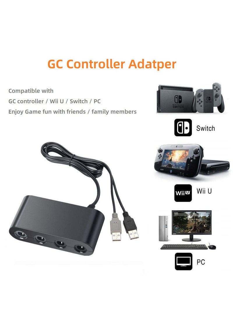 Generic - For Nintendo Switch GameCube New Turbo 4 Port GC Gamecube NGC Controller Adapter Converter for Nintend Wii U Switch and PC - Image 1