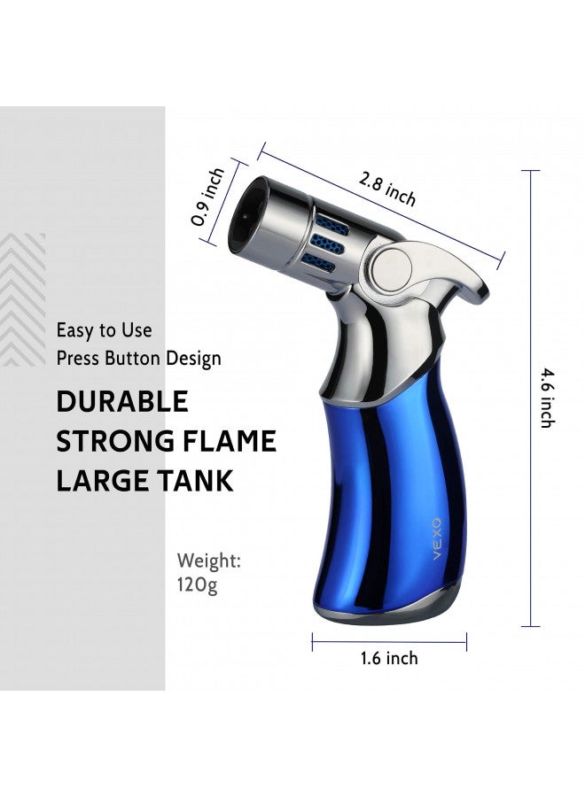 Vexo ولاعة فكسو ميني 4 رباعية اللهب مقاومة للرياح قابلة لإعادة التعبئة للبيوتان لولاعة الشواء والشموع والتخييم، فكرة هدية رائعة (البيوتان غير مشمول) (أزرق) - Image 5