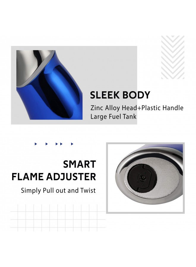 Vexo ولاعة فكسو ميني 4 رباعية اللهب مقاومة للرياح قابلة لإعادة التعبئة للبيوتان لولاعة الشواء والشموع والتخييم، فكرة هدية رائعة (البيوتان غير مشمول) (أزرق) - Image 4