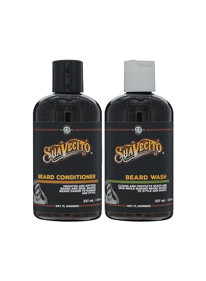 SUAVECITO Beard Wash Set Cleansing and Conditioning Beard Kit For Men (8 oz. each) - Image 1