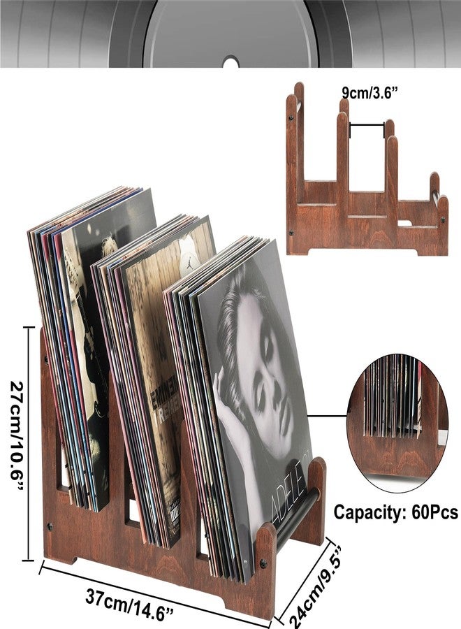 QILICHZ Record Holder,3-Tier Vinyl Record Storage,Up to 60pcs Vinyl Record Holder,Wood Vinyl Storage,Vinyl Record Display,Album Storage For Vinyl Records,Vinyl Record Stand for Record Album Storage - Image 5