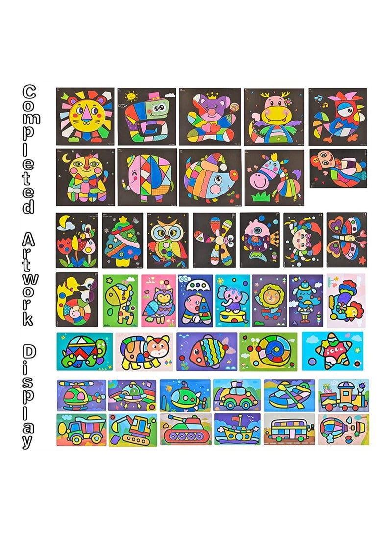 NIBEMINENT Sand Art Kits for Kids, SYOSI 24 Bottles Colored 41 Sheets Painting Cards, Kit Kids' Kits, Boys Girls DIY Arts and Crafts - Image 4