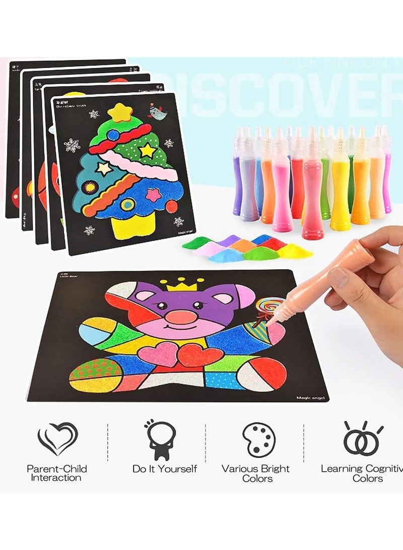 NIBEMINENT Sand Art Kits for Kids, SYOSI 24 Bottles Colored 41 Sheets Painting Cards, Kit Kids' Kits, Boys Girls DIY Arts and Crafts - Image 2